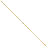 14K Infinity Symbol and Diamond-cut Beads 10 inch Anklet Plus 1 inch Extender
