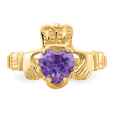 14k June CZ Birthstone Claddagh Ring