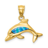 14K Lab Created Opal Dolphin Pendant - C4-48BF8292-4805