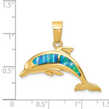 14k Lab Created Opal Dolphin Pendant - K3-5839B8FE-3452