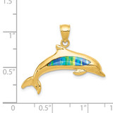 14K Lab Created Opal Dolphin Pendant - K3-CBA08499-8216