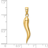 14k Large 3D Italian Horn Pendant