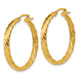 14K Large 3mm Patterned Hoop Earrings