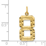 14k Large Brushed Diamond-cut  Number 8 Charm