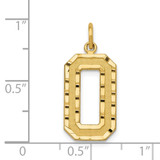 14k Large Brushed Diamond-cut Number 0 Charm