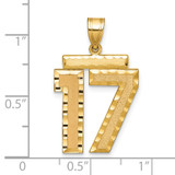 14k Large Brushed Diamond-cut Number 17 Charm