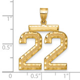14k Large Brushed Diamond-cut Number 22 Charm