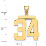 14k Large Polished Number 34 Charm