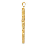 14K Large Tree Textured Cross Pendant