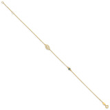 14k Leaf and Glass Eye Bead 9 inch Anklet Plus 1 inch Extender