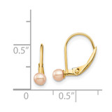 14k Madi K 3-4mm Pink Round Freshwater Cultured Pearl Leverback Earrings
