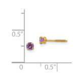 14k Madi K 3mm Imitation Amethyst Birthstone Earrings (Feb)
