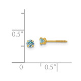 14k Madi K 3mm Imitation Blue Zircon Birthstone Earrings (Dec)