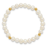 14k Madi K 4-5mm White Egg Shape Freshwater Pearl Beaded Stretch Bracelet