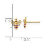 14k Madi K Clear & Red CZ Bee Post Earrings