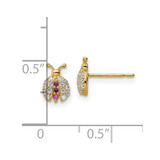 14k Madi K Clear & Red CZ Lady Bug Post Earrings