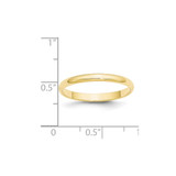10k Yellow Gold 2.5mm Lightweight Half Round Wedding Band Size 7