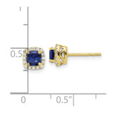 10k 1/10 carat Lab Grown Diamond VS/SI+ G+ and Created Sapphire Complete Square Halo Post Earrings