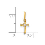 14k Madi K Polished and Beaded CZ Open Cross Childrens Charm / Pendant