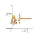 14k Madi K Polished Created Ruby and CZ Christmas Tree Childrens Post Earrings