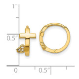 14k Madi K Polished Cross w/CZ Heart Hinged Huggie Hoop Earrings