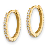 14k Madi K Polished CZ 1.25mm Hinged Huggie Hoop Earrings - SE-6D3FDE4A-7846