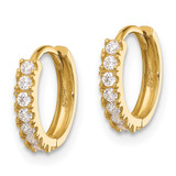 14k Madi K Polished CZ 2mm Hinged Huggie Hoop Earrings - SE-BC786EFD-7182