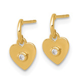 14k Madi K Polished CZ Heart Childrens Dangle Post Earrings
