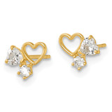 14k Madi K Polished CZ Hearts Childrens Post Earrings