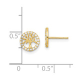 14K Madi K Polished White CZ Tree of Life Post Earrings