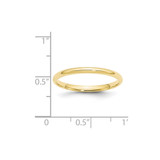 10k Yellow Gold 2mm Lightweight Comfort Fit Wedding Band Size 9.5