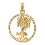 14K MARCO IS. Palm Tree Round Charm