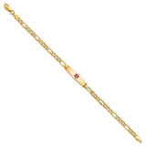 14k Medical Semi-Solid Chain/Solid Plate 20x5mm Soft Diamond Shape Centered Red Enamel Figaro Link 6 inch Baby/Child ID Bracelet - XM-7190CDB2-8685