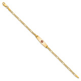 14k Medical Semi-Solid Chain/Solid Plate 20x5mm Soft Diamond Shape Centered Red Enamel Figaro Link 6 inch Baby/Child ID Bracelet - XM-A45A685E-1537