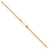 14k Medical Semi-Solid Chain/Solid Plate 26x5mm Off-Center Red Enamel Anchor Link 7 inch ID Bracelet