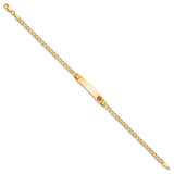 14k Medical Semi-Solid Chain/Solid Plate 26x5mm Off-Center Red Enamel Cuban Link 7 inch ID Bracelet