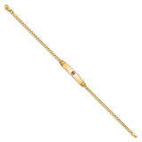 14K Medical Solid Chain/Solid Plate 26x5mm Centered Red Enamel Curb Link 7 inch ID Bracelet - XM-D92548CD-1866