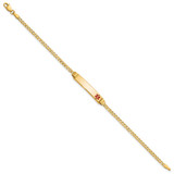 14K Medical Solid Chain/Solid Plate 26x5mm Off-Center Red Enamel Curb Link 7 inch ID Bracelet - XM-ED014E65-6470