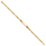 14K Medical Solid Chain/Solid Plate 26x5mm Off-Center Red Enamel Figaro Link 8 inch ID Bracelet - XM-D46A38FF-8502