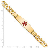 14K Medical Solid Chain/Solid Plate Soft Diamond Shape 40x12mm Centered Red Enamel Curb Link 8 inch ID Bracelet - XM-DE0ED2E6-8318