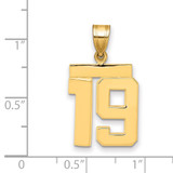 14k Medium Polished Number 19 Charm