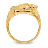 14k Mens Diamond Horseshoe with Horse in Center Ring