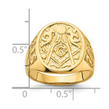 14k Men's Polished and Grooved (Not Enameled) Masonic Ring