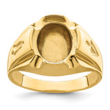 14k Men's Polished and Grooved Masonic Ring Mounting - Y4-0271C381-2114
