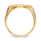 14k Men's Polished and Grooved with Black Enamel Masonic Ring - Y4-51C8EA14-6774