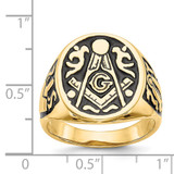 14k Men's Polished and Grooved with Black Enamel Masonic Ring - Y4-51C8EA14-6774