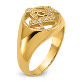 14k Men's Polished and Textured AA Quality Diamond Masonic Ring