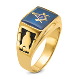 14k Men's Polished and Textured Masonic Ring Mounting - Y1-9421417E-7480