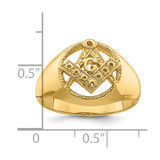 14k Men's Polished and Textured Masonic Ring Mounting - Y7-6A30BA7F-1970