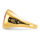 14k Men's Polished and Textured with Black Enamel and Lab Created Ruby Masonic Ring - Y1-363886E4-3413